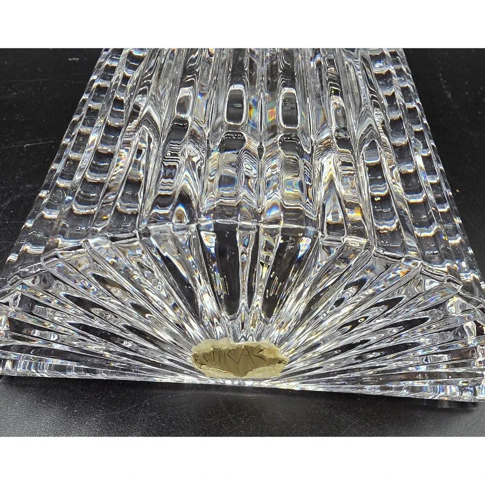 Mikasa Crystal Square Votive Candle Holder Heavy Clear Glass Original Label